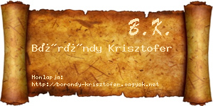 Böröndy Krisztofer névjegykártya
